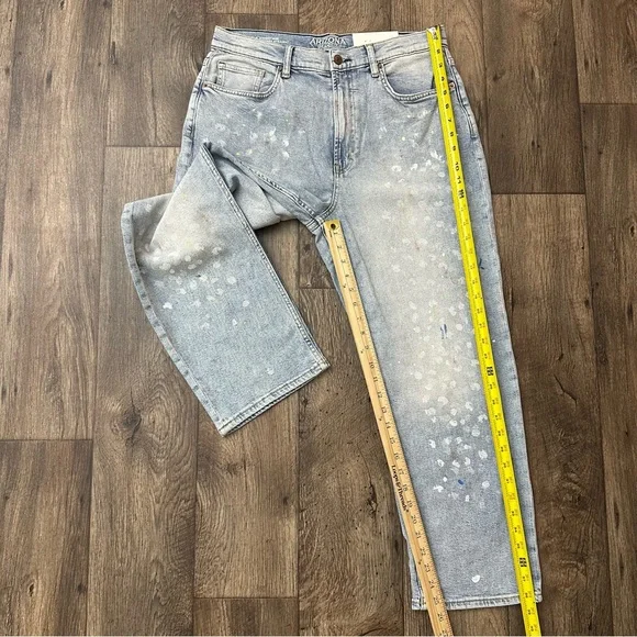 Arizona Jean Vintage Straight High Rise Paint Splash Design Junior Jeans Sz 14 - Picture 10 of 11